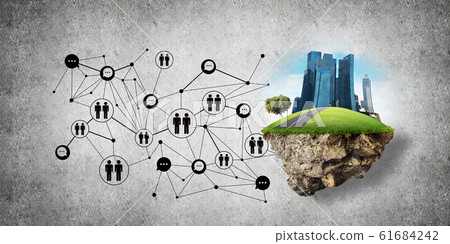 Concept of social communication in the city. Concept of social communication in the city. 61684242