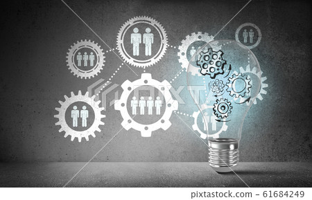 Concept of lightbulb as symbol of new idea. 61684249