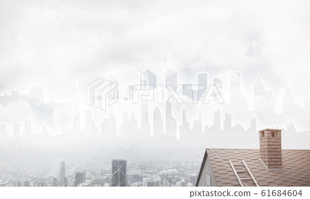 Concept of real estate and construction with drawn silhouette on Concept of real estate and construction with drawn silhouette on 61684604