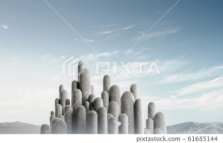 Multiple stone columns with breathtaking landscape 61685144