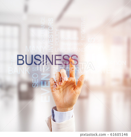 Concept of modern business with palm choocing on of keywords for success Concept of modern business with palm choocing on of keywords for success 61685146