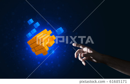 Idea of new technologies and integration presented by cube figure Idea of new technologies and integration presented by cube figure 61685171