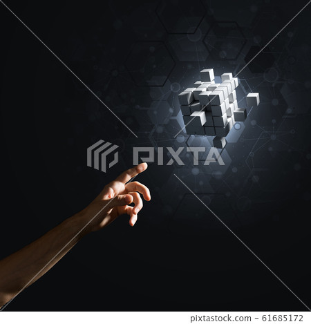 Idea of new technologies and integration presented by cube figure Idea of new technologies and integration presented by cube figure 61685172