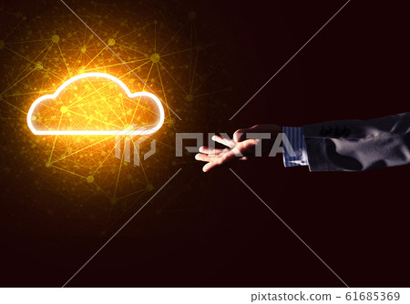 Digital cloud icon as symbol of wireless connection on dark back 61685369