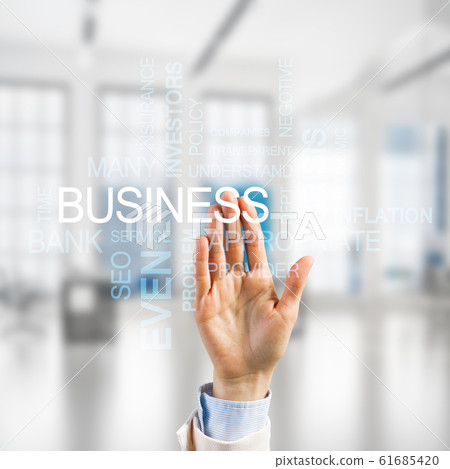 Concept of modern business with palm choocing on of keywords for success Concept of modern business with palm choocing on of keywords for success 61685420