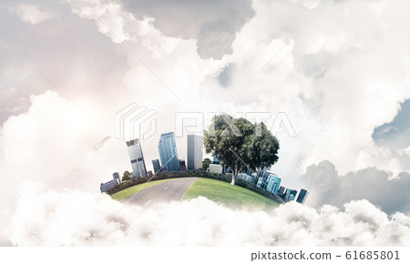 Concept of eco green life as elegant business center on white cl Concept of eco green life as elegant business center on white cl 61685801