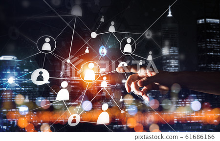 Creating modern wireless technologies as means of communucation and networking on dark background 61686166