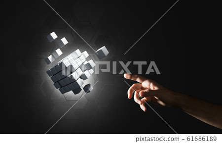 Idea of new technologies and integration presented by cube figure Idea of new technologies and integration presented by cube figure 61686189