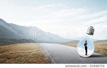 Businesswoman inside light bulb 61686759