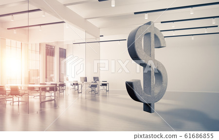 Money making and wealth concept presented by stone dollar symbol in office room Money making and wealth concept presented by stone dollar symbol in office room 61686855