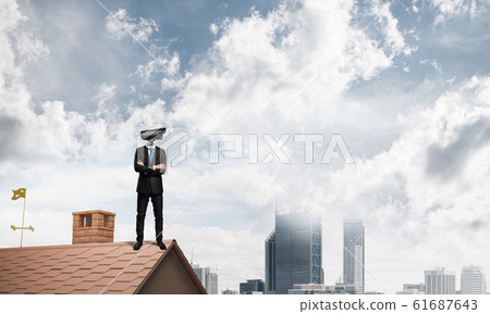 Concept of home security and privacy protection with camera head Concept of home security and privacy protection with camera head 61687643