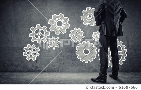 Teamwork concept drawn on wall 61687666