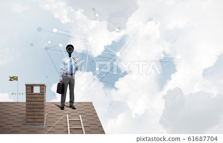 Concept of security and privacy protection with camera headed ma Concept of security and privacy protection with camera headed ma 61687704