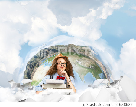 Creative inspiration of young female writer. Creative inspiration of young female writer. 61688685