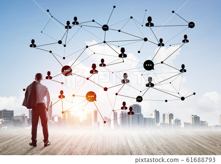 Social connection concept drawn on screen as symbol for teamwork and cooperation Social connection concept drawn on screen as symbol for teamwork and cooperation 61688793