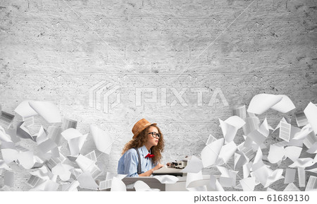Creative inspiration of young female writer. Creative inspiration of young female writer. 61689130