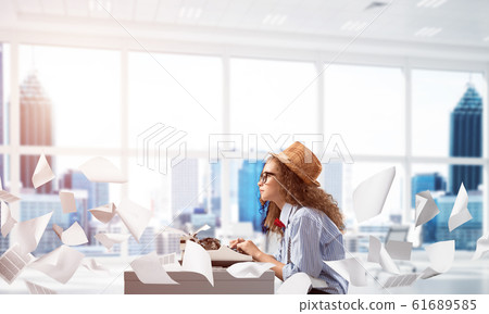 Creative inspiration of young female writer. Creative inspiration of young female writer. 61689585