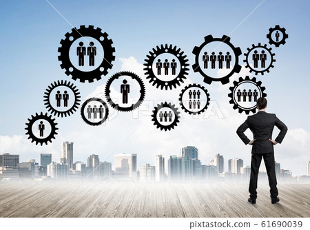 Social connection concept drawn on screen as symbol for teamwork and cooperation Social connection concept drawn on screen as symbol for teamwork and cooperation 61690039