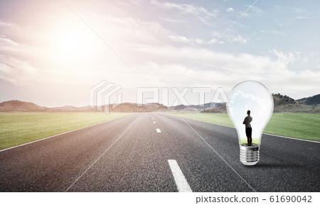 Businesswoman inside light bulb 61690042