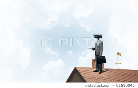 Concept of home security and privacy protection with camera head Concept of home security and privacy protection with camera head 61690046