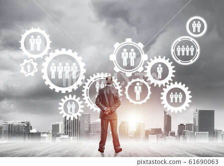 Social connection concept drawn on screen as symbol for teamwork Social connection concept drawn on screen as symbol for teamwork 61690063