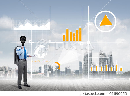 Concept of security and privacy protection with camera headed man Concept of security and privacy protection with camera headed man 61690953