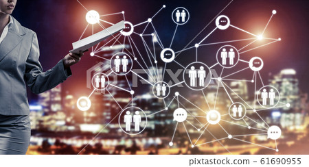 Concept of modern business networking that connect and cooperate Concept of modern business networking that connect and cooperate 61690955