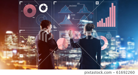 Concept of partnership and cooperation with people using virtual interface 61692260