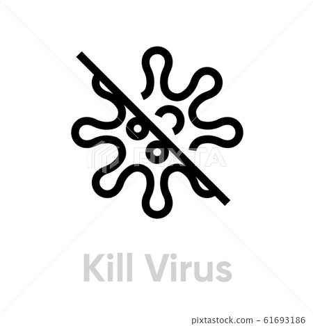 Kill Virus, Bacteria vector icon. Editable line pictogram 61693186