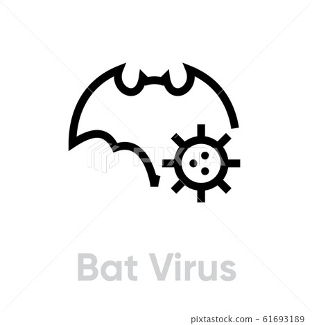 Bat Virus vector editable line. 61693189