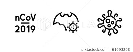 Bat virus causative agent 2019-nCoV. Editable line vector set Bat virus causative agent 2019-nCoV. Editable line vector set 61693208