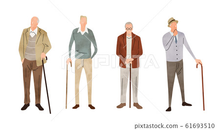 Illustration material: senior man, set, lifestyle Illustration material: senior man, set, lifestyle 61693510