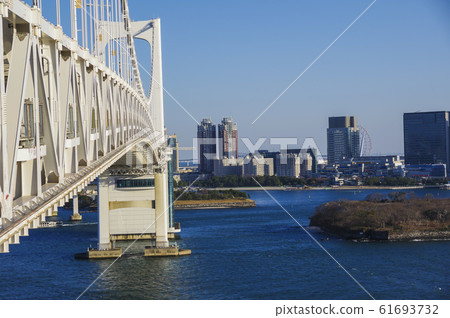 A scene seen from the sidewalk of the suspension bridge A scene seen from the sidewalk of the suspension bridge 61693732
