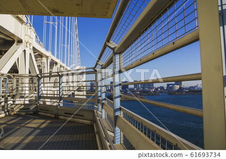 A scene seen from the sidewalk of the suspension bridge A scene seen from the sidewalk of the suspension bridge 61693734