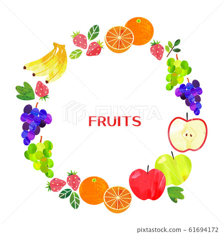 [With text space] Various fruit frame round - Stock Illustration ...
