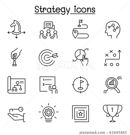 Strategy & planing icon set in thin line style 61695865