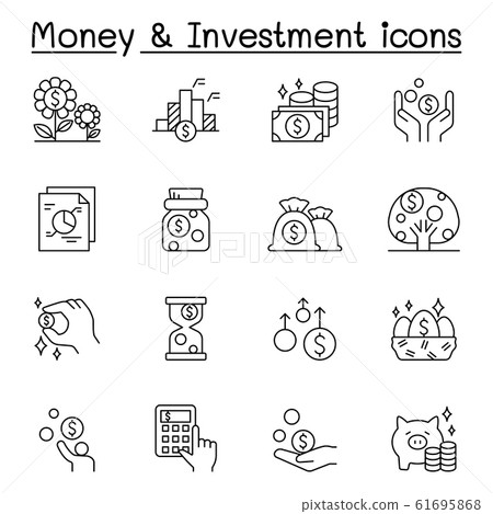 Money & Investment icons set in thin line style - Stock Illustration ...