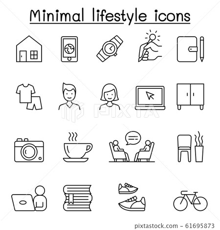 Minimal lifestyle, Hipster icons set in thin line 61695873