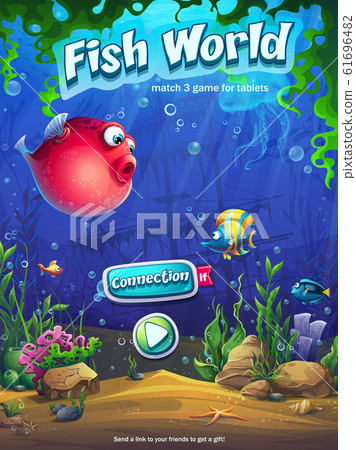 Fish world match 3 vector playing field Fish world match 3 vector playing field 61696482