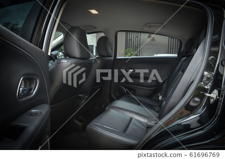black leather of back seat interior inside modern vehicle car automobile 61696769