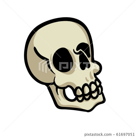 Cartoon human skull. Flat vector illustration isolated on white background. 61697051
