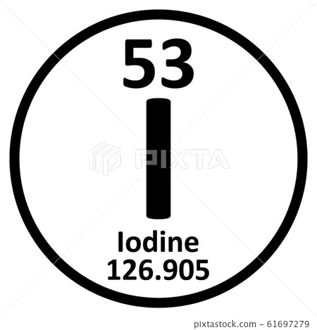 Periodic table element iodine icon. 61697279
