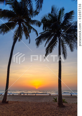 Sunset on Kudle Beach in Gokarna. India Sunset on Kudle Beach in Gokarna. India 61697338