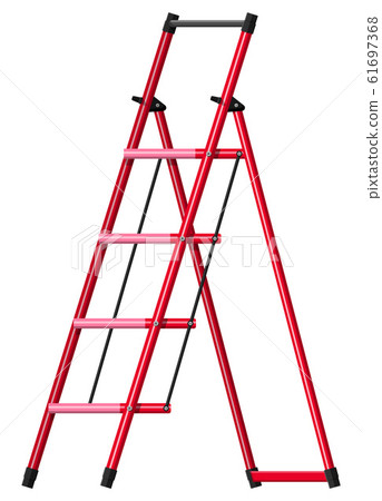 Red aluminum step folding ladder. Red aluminum step folding ladder. 61697368