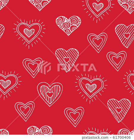 Cute doodle seamless pattern for st. Valentine s day with hearts Cute doodle seamless pattern for st. Valentine s day with hearts 61700406