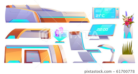 Futuristic bedroom furniture, apartment objectsset Futuristic bedroom furniture, apartment objectsset 61700778