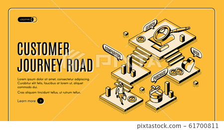 Customer journey road isometric landing page. Customer journey road isometric landing page. 61700811