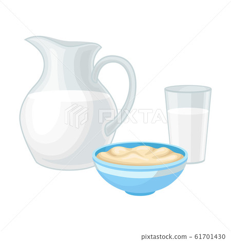 Dairy Products Isolated on White Background Vector Illustration. Food for Good Brain Function Dairy Products Isolated on White Background Vector Illustration. Food for Good Brain Function 61701430