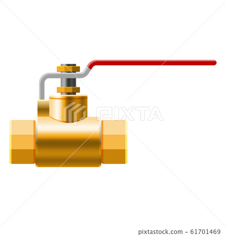 Valve ball, fittings, pipes of metal bronze, copper piping system. Valve water, oil, gas pipeline, pipes sewage. Construction and industrial pressure technology plumbing. Vector illustration realistic Valve ball, fittings, pipes of metal bronze, copper piping system. Valve water, oil, gas pipeline, pipes sewage. Construction and industrial pressure technology plumbing. Vector illustration realistic 61701469