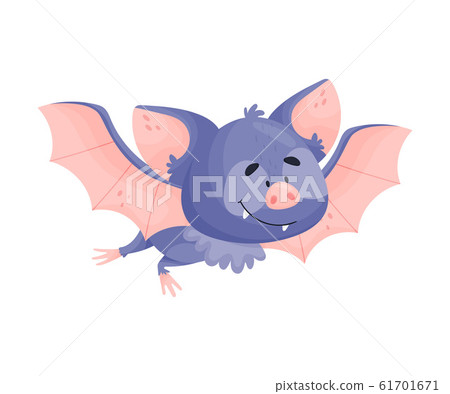 Cute Bat Character Waving Wings Isolated on White Background Vector Illustration Cute Bat Character Waving Wings Isolated on White Background Vector Illustration 61701671